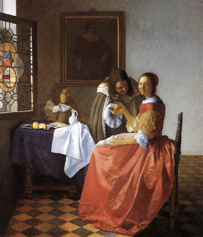 Jan Vermeer A Lady and Two Gentlemen Spain oil painting art